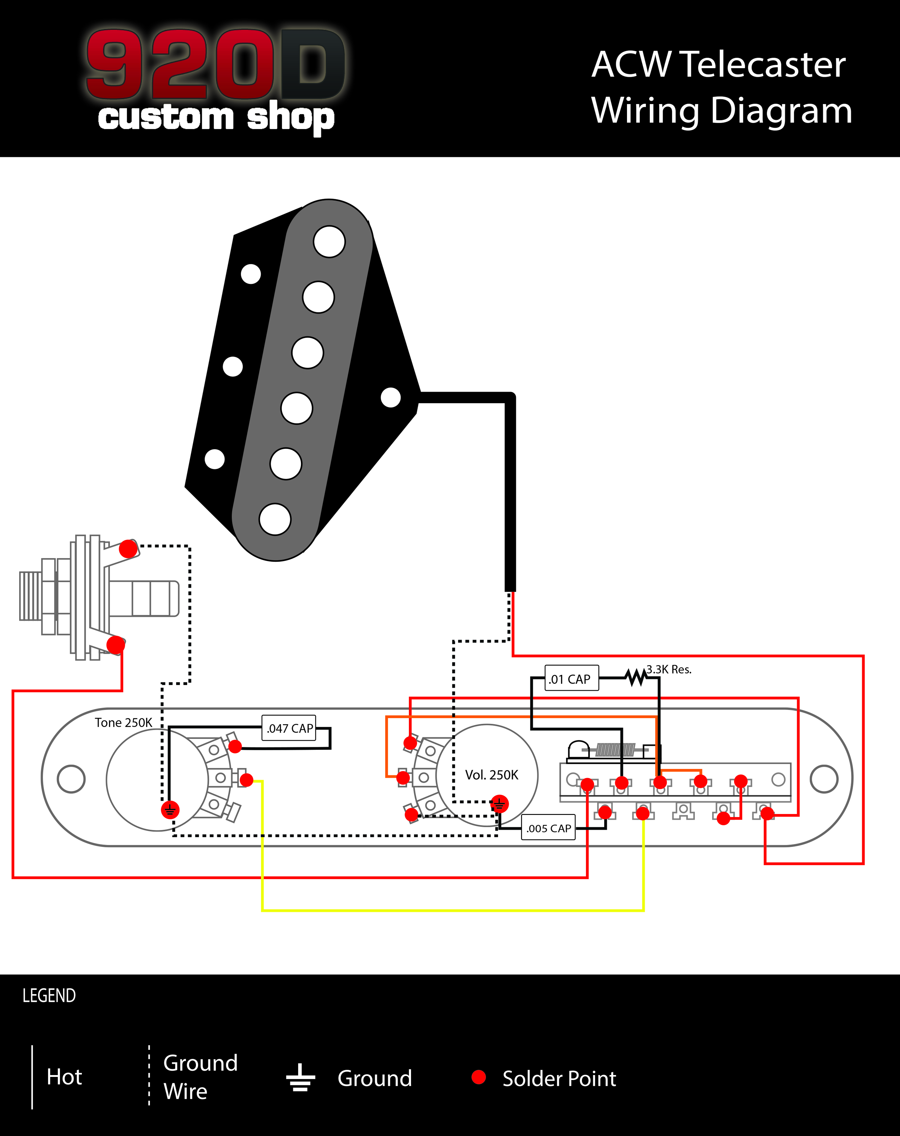 920D Fender Tele Telecaster 4 Way Control Plate with Arlo Cock Wah Wiring Chrome